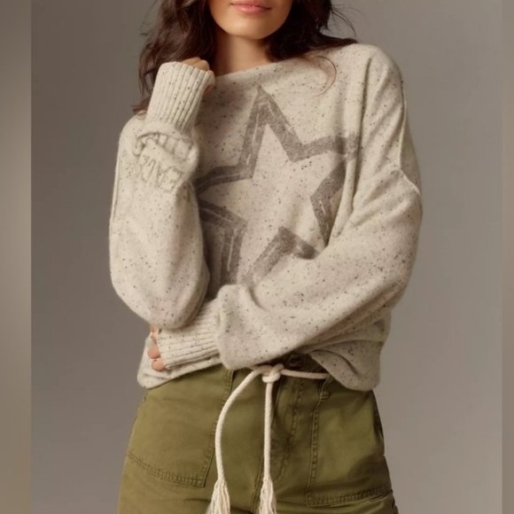 New Anthropologie Pilcro Cashmere Speckled Star Motif Sweater - Picture 6 of 6